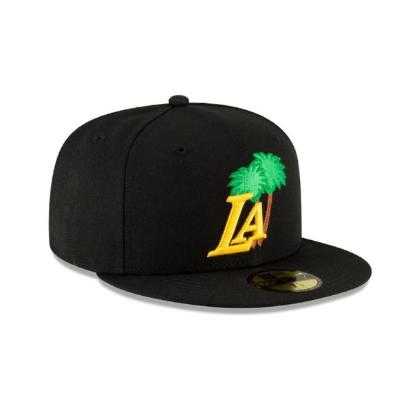 Los Angeles Lakers New Era Fitted Hat Icon Pink Undervisor 59FIFTY Black 7 +size - Picture 4 of 12